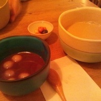 冷たい甘酒入り白玉ぜんざい