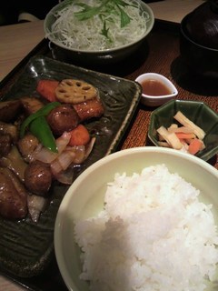 真だらと野菜の　黒酢あん定食