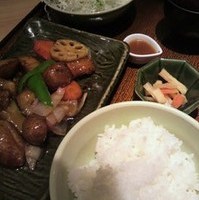 真だらと野菜の　黒酢あん定食