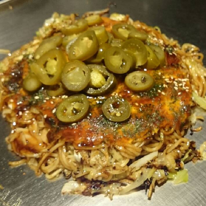 そば、パラペーニョ お好み焼