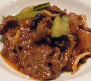 牛肉時菜のピリ辣炒め