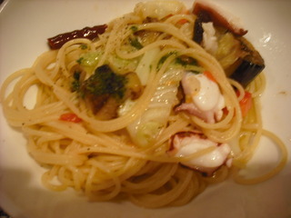 たことキャベツのパスタ