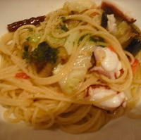 たことキャベツのパスタ