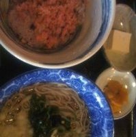 タヌキ蕎麦と鮭ご飯