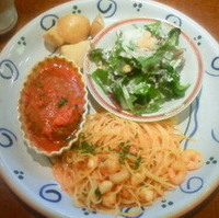 ハンバーグ＆ペペロンチーノロッソのプレート