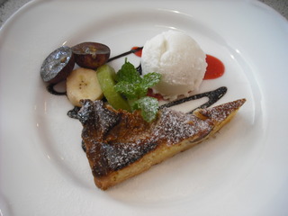 バナナのタルトとゆずのシャーベット