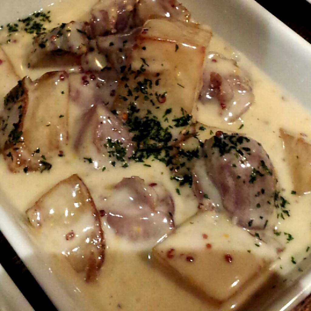 砂肝とポテトの粒マスタードソース