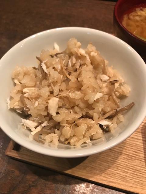 イワナときのこの炊き込みご飯