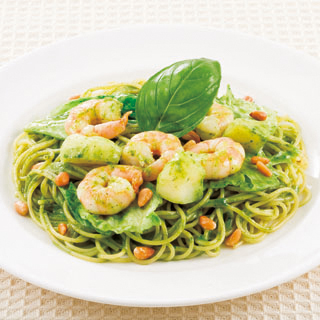 海老と北海道産ポテトのスパゲティ、ジェノバソース