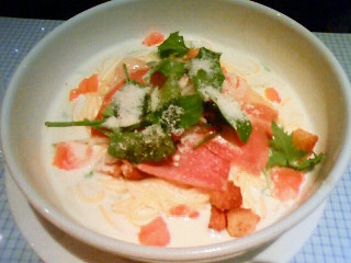 三種のチーズと生ハムのスープスパゲッティ