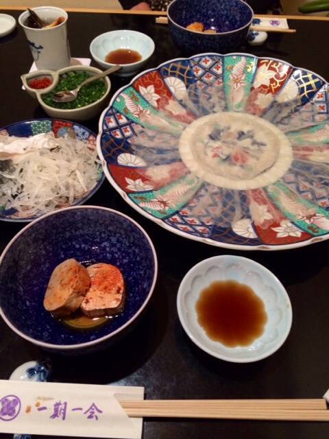 天然とらふぐコース　、ふぐからあげ、白子焼き