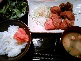 鶏の唐揚げ明太風味定食