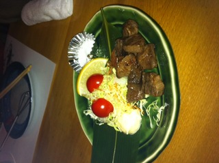 黒毛和牛の角切りステーキ