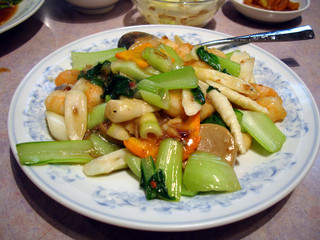 青菜と芝エビのＸＯソース炒め