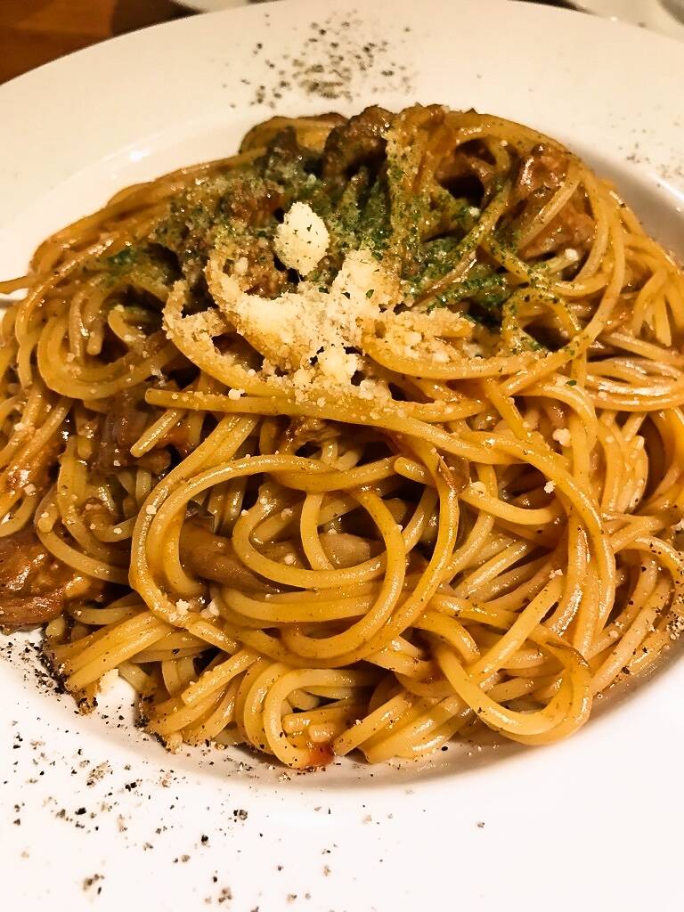 牛肉とキノコのラグーパスタ