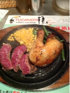 牛ランプステーキ＆鶏もも肉のガレット