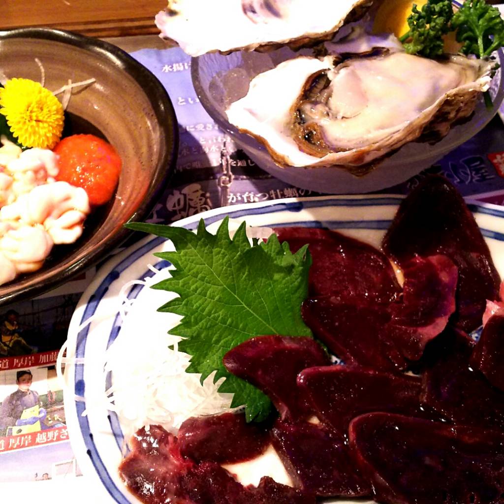 鮪の心臓お刺身・白子（ポン酢）・牡蠣（２Ｌ）