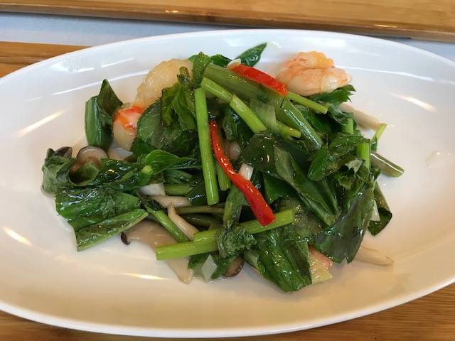 海老と白身魚の野菜炒め