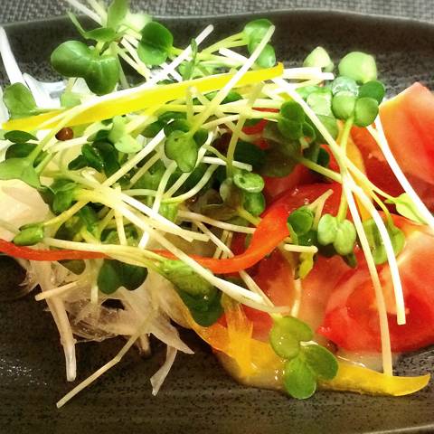 トマトとオニオン酢みそだれ