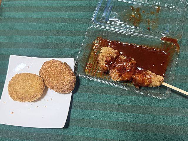 「ヤンニョムチキン」「ミンチカツ」「コロッケ（小）」