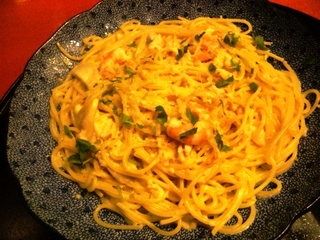 かにとえびとホタテのクリームスパゲティー