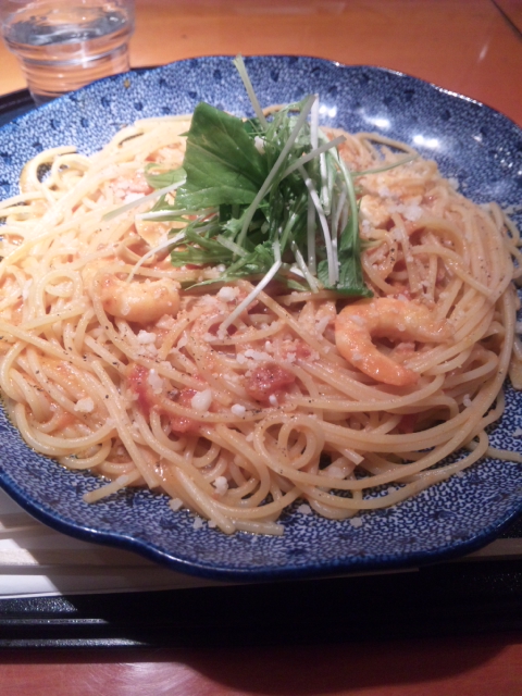 湯葉と海老とモッツァレラチーズのトマトクリーム