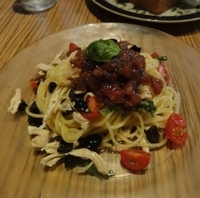 蒸し鶏とバジルの冷製パスタ