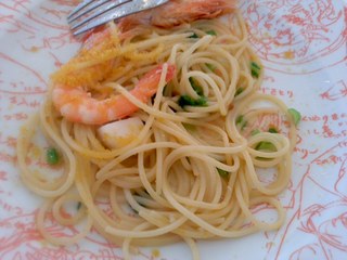 天使海老と冬かぶのぺペロンチーノスパゲティ　