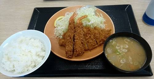 海老・ロースカツ定食 