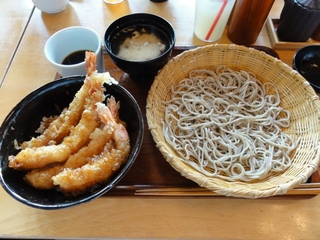 江戸前　海老四天丼と蕎麦のセット