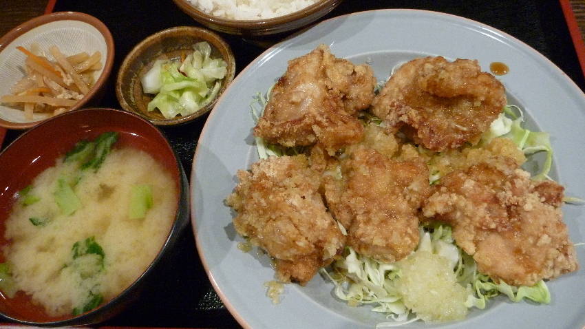 鶏の唐揚げおろしポンズ定食