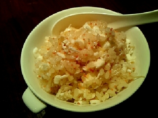 とびこと卵白、干し貝柱の炒飯