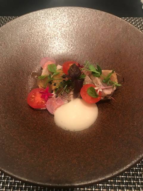 カツオのマリネ　ショウガ風味のゼリー寄せ