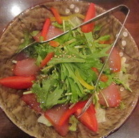 燻製まぐろと水菜のサラダ