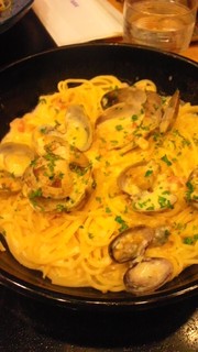 活あさりのクラムチャウダースープスパゲッティー