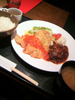 ポークピカタ＆唐揚げハーフ＆ハーフランチ