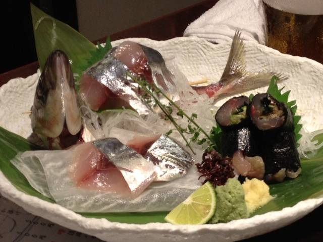 ざる見せ鯵のお刺身