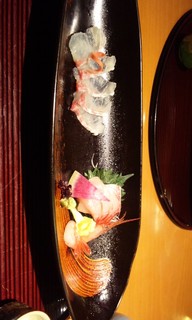 お造り（鯛の薄造り、鰤、車海老）