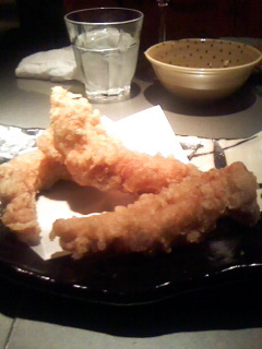 かしわの天ぷら　かれー塩添え