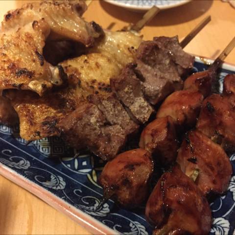 肥後赤鶏串焼の盛り合わせ