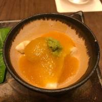 栗豆腐・柿ソース