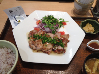 鶏の青柚子こしょう炭火焼き定食