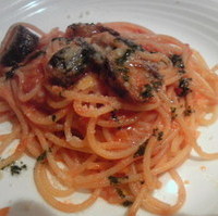 茄子のトマトソースパスタジェノバ風