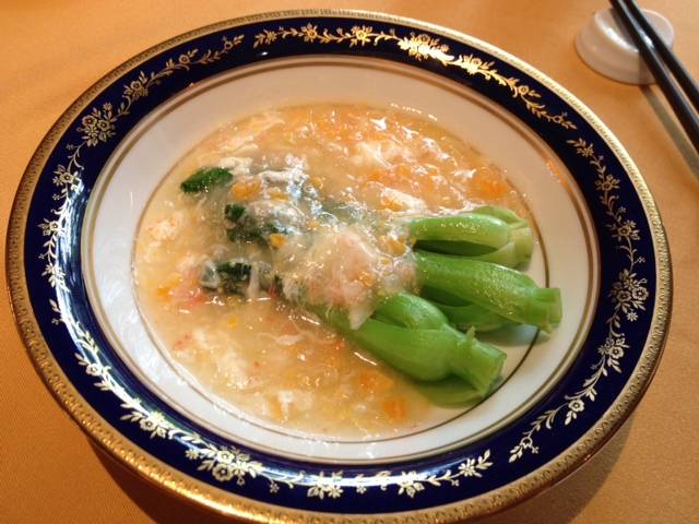 チンゲン菜の蟹肉あんかけ