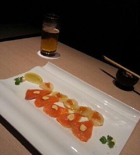 とろ鮭、いくら、ほたて貝柱の北海カルパッチョ