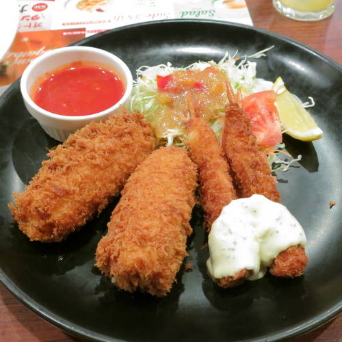 大きな蟹クリームコロッケ＆海老フライ