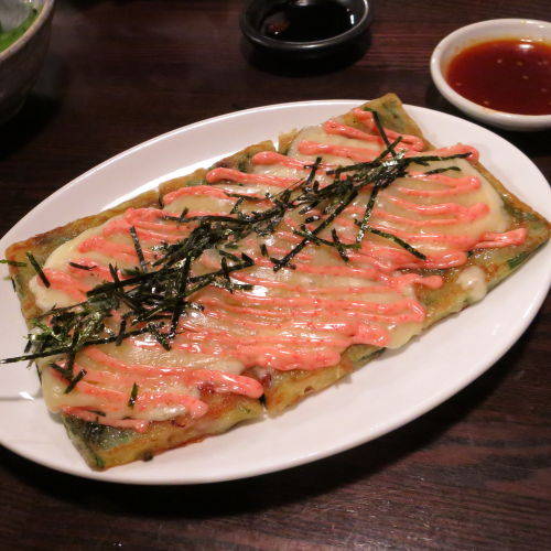 チーズと明太子のちぢみ