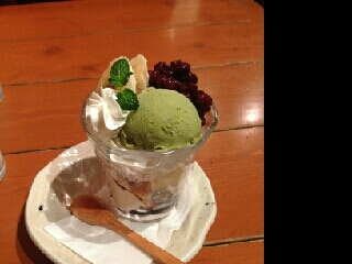 豆乳ブラマンジェと　抹茶のパフェ