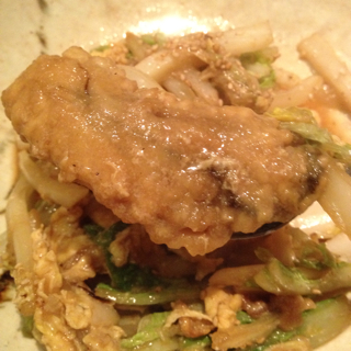 大粒牡蠣と白菜のオイスターソース炒め