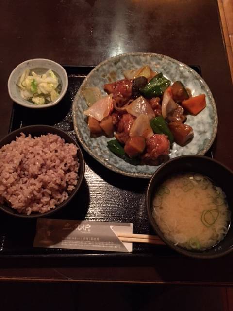 チキンと野菜の黒酢あん定食